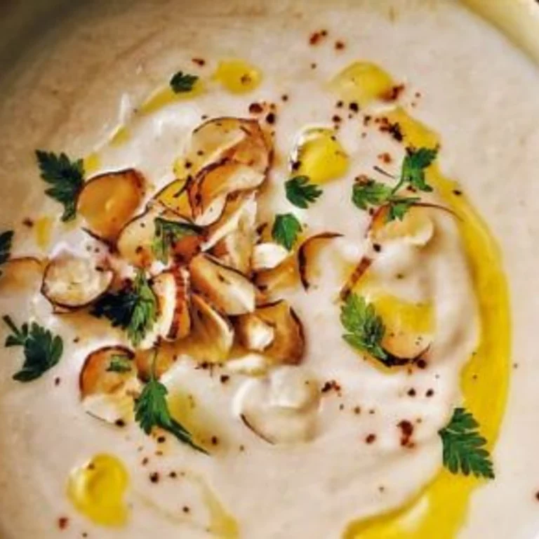 Velouté de céleri-rave aux pommes et aux noisettes