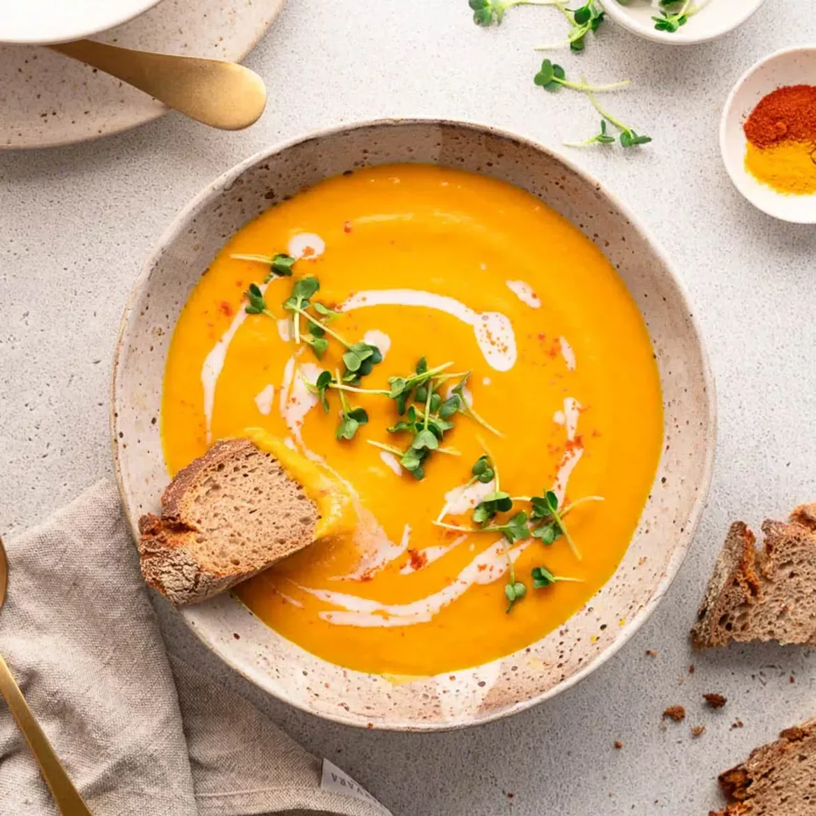 Velouté de carottes, orange, coco